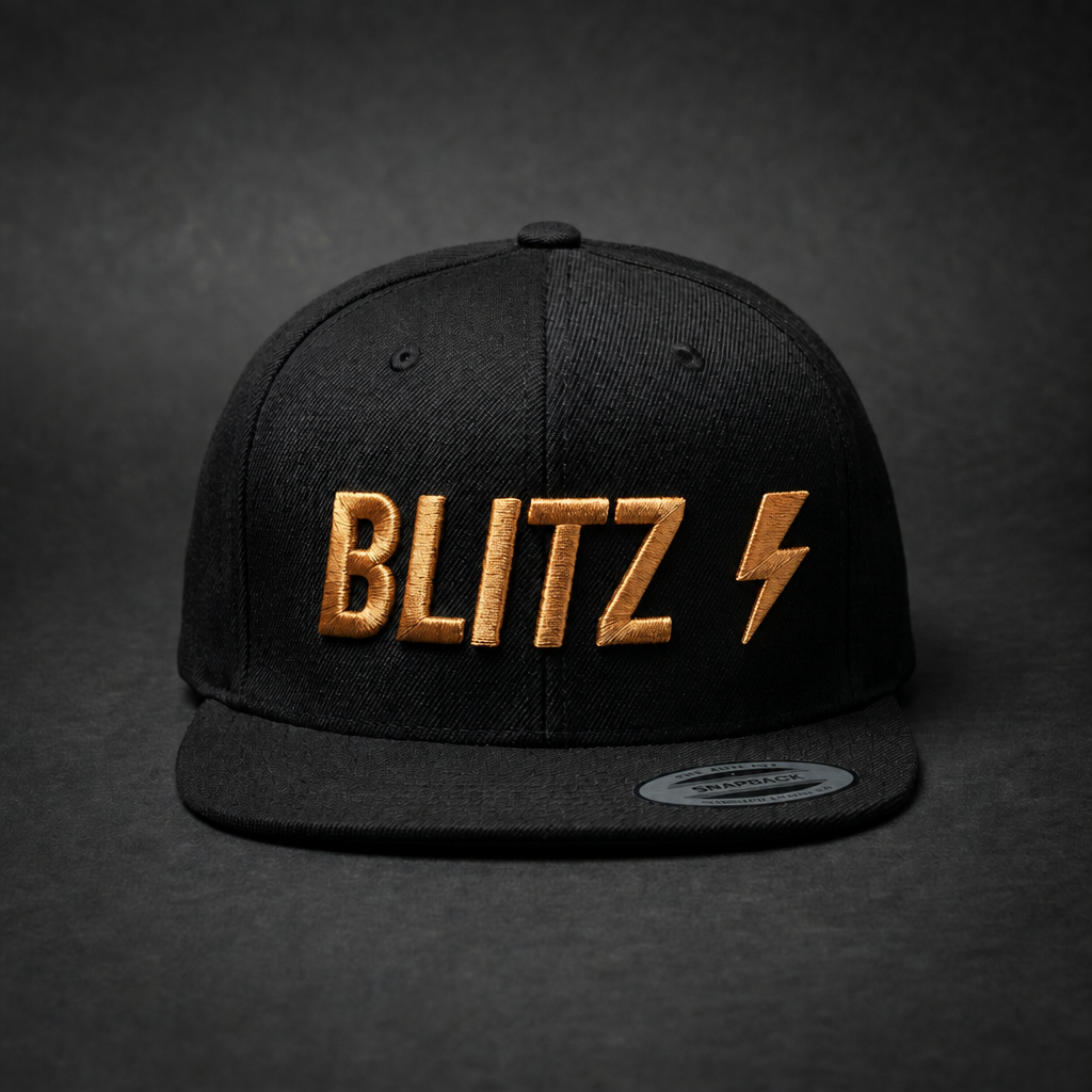 BLITZ ⚡ Snapback — Black / Gold — product flat