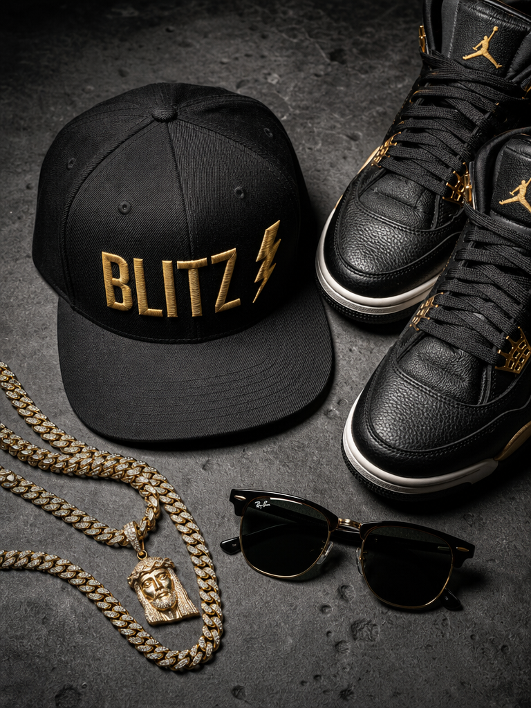 BLITZ ⚡ Snapback — Black / Gold — lifestyle 3