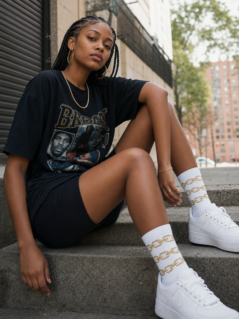 4QN Bronx Chain Crew Socks