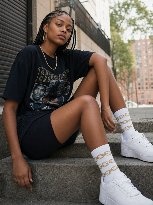4QN Bronx Chain Crew Socks